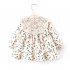 Girls Long Sleeves Dress Elegant Cute Floral Printing Cotton Princess Dress For 0 4 Years Old Children pink HEIGHT 80CM