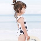 Girls One-piece Swimsuit Summer Fashion Polka Dot Printing Rashguard Bathing Suit For 3-8 Years Old Kids White 5-6years M