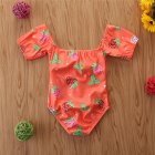 Girls One-piece Swimsuit Cute Strawberry Printing Short Sleeves Quick-drying Swimwear For 1-6 Years Old Kids 205025 1-2y 2T