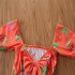 Girls One piece Swimsuit Cute Strawberry Printing Short Sleeves Quick drying Swimwear For 1 6 Years Old Kids 205025 4 5y 5T