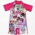 Girls One piece Swimsuit Short Sleeves Cartoon Printing Princess Muslim Swimwear For Surfing Swimming surprise baby 6 7year XL