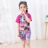Girls One piece Swimsuit Short Sleeves Cartoon Printing Princess Muslim Swimwear For Surfing Swimming surprise baby 6 7year XL
