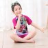 Girls One piece Swimsuit Short Sleeves Cartoon Printing Princess Muslim Swimwear For Surfing Swimming surprise baby 6 7year XL