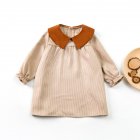 Girls Princess Dress Long Sleeves Sweet Doll Collar Stylish Plaid Printing Dress For Kids Aged 3-8 Khaki 3-4Y 100