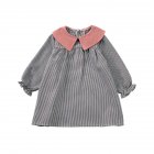 Girls Princess Dress Long Sleeves Sweet Doll Collar Stylish Plaid Printing Dress For Kids Aged 3-8 black and white 3-4Y 100