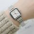 Girls Quartz Watch Trendy Simple IP Electroplating Square Dial College Style Wrist Watch rose gold band white dial