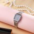 Girls Quartz Watch Trendy Simple IP Electroplating Square Dial College Style Wrist Watch silver band white dial