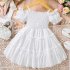 Girls Short Sleeves Dress Summer Fashionable Elegant Solid Color Princess Dress For 3 12 Years Old Kids red 11 12Y 3XL