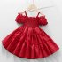 Girls Short Sleeves Dress Summer Fashionable Elegant Solid Color Princess Dress For 3 12 Years Old Kids red 11 12Y 3XL