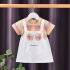 Girls Short Sleeves Dress Summer Cotton Thin Fashion Stripes Casual A line Skirt For 0 5 Years Old Kids white dress A 1Y 80