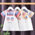 Girls Short Sleeves Dress Summer Cotton Thin Fashion Stripes Casual A line Skirt For 0 5 Years Old Kids Yellow skirt B 2Y 90