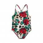 Girls Sleeveless One-piece Swimwear Rose Printing Breathable Swimsuit For Kids Aged 1-6 205016 4-5Y 5T