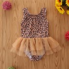Girls Sleeveless Swimwear Trendy Leopard Printing One-piece Mesh Skirt Breathable Swimsuit For 6m-5y Children 215003 1-2Y 3T