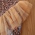 Girls Sleeveless Swimwear Trendy Leopard Printing One piece Mesh Skirt Breathable Swimsuit For 6m 5y Children 215003 4 5Y 6T