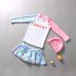 Girls Split Swimsuit Skirt Set With Swimming Cap Sunscreen Long Sleeves Quick drying Swimwear For Swimming white 5 6years XL