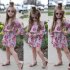 Girls Summer Cute Jumpsuit Baby Print Bows Climbing Romper  Rose red 120