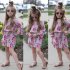 Girls Summer Cute Jumpsuit Baby Print Bows Climbing Romper  Rose red 120