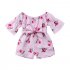 Girls Summer Cute Jumpsuit Baby Print Bows Climbing Romper  Sunflower stripes 90