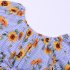 Girls Summer Cute Jumpsuit Baby Print Bows Climbing Romper  Sunflower stripes 100