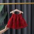 Girls Summer Sleeveless Dress Fashion Bowknot Princess Cute Sling Mesh Dress For 1 3 Years Old Children red CM  80