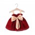 Girls Summer Sleeveless Dress Fashion Bowknot Princess Cute Sling Mesh Dress For 1 3 Years Old Children red CM  80