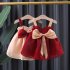 Girls Summer Sleeveless Dress Fashion Bowknot Princess Cute Sling Mesh Dress For 1 3 Years Old Children red CM  80