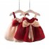 Girls Summer Sleeveless Dress Fashion Bowknot Princess Cute Sling Mesh Dress For 1 3 Years Old Children red CM  80