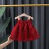 Girls Summer Sleeveless Dress Fashion Bowknot Princess Cute Sling Mesh Dress For 1 3 Years Old Children red CM  100