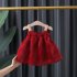 Girls Summer Sleeveless Dress Fashion Bowknot Princess Cute Sling Mesh Dress For 1 3 Years Old Children red CM  100