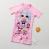 Girls Toddler One piece Swimsuit Sweet Cute Baby Print Bathing Suit Mock Neck Short Sleeve Surfing Suit pink 3 4Y M