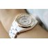 Girls White Analog Bling Diamond Watch with Gold Rim and Stainless Steel back cover