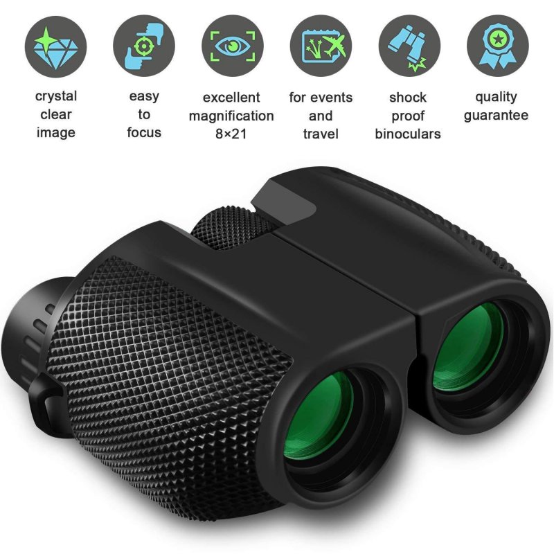 10x25 Compact HD Binoculars Portable Telescope for Bird Watching Traveling Concerts Sightseeing black