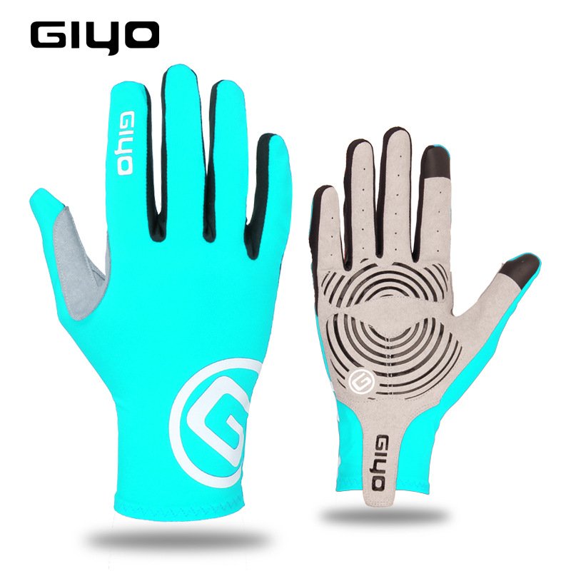 Giyo Cycling Full Finger Gloves Touch Screen Anti-slip Bicycle Bicicleta Road Bike Long Glove Light blue_M