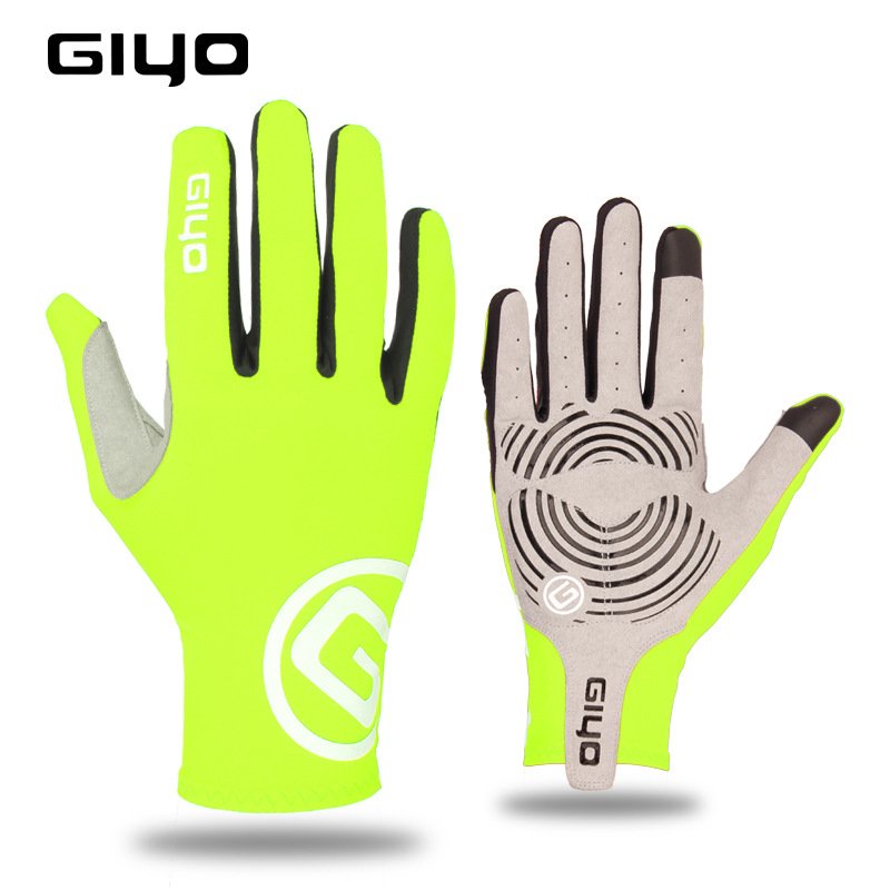 Giyo Cycling Full Finger Gloves Touch Screen Anti-slip Bicycle Bicicleta Road Bike Long Glove Fluorescent yellow_S