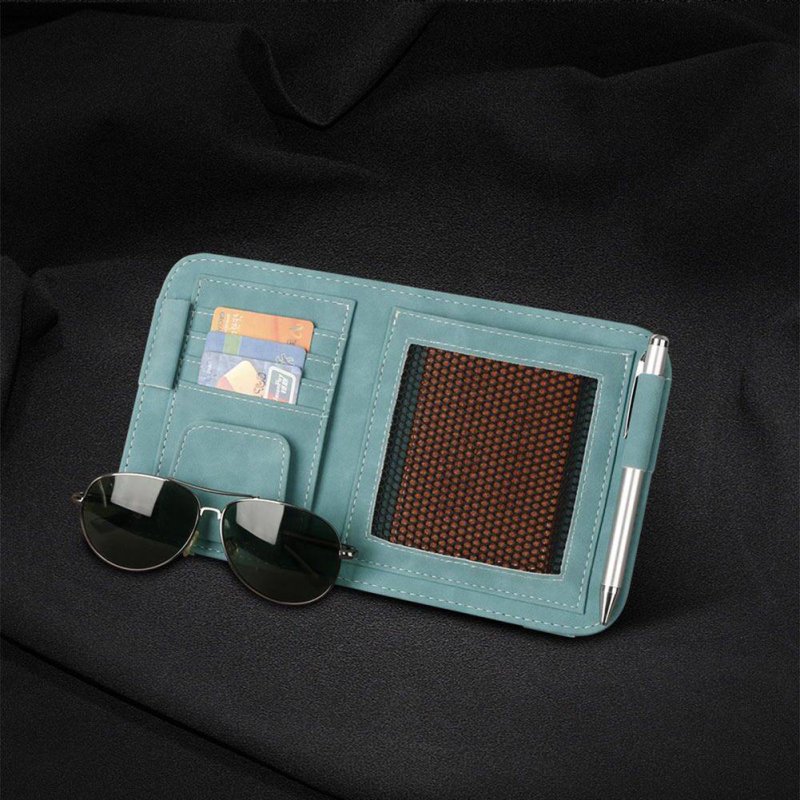 Car Sun Visor Organizer Bill Clip Multi-pocket Card Document Storage Pouch Glasses Holder 