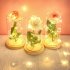 Glass Cover Rose Flowers LED Light String Gift Women Girls on Birthday Holiday Christmas Powered by Batteries Champagne powder