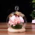 Glass Globe Display Dome Cover with Wood Base Heart Shape Handle Home Decoration Small ball top cover   wood color flat base