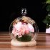 Glass Globe Display Dome Cover with Wood Base Heart Shape Handle Home Decoration heart top cover   dark color flat base
