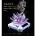 Glass Lotus Ornament with Solar Spin System Light Illuminated Base White background   pink lotus