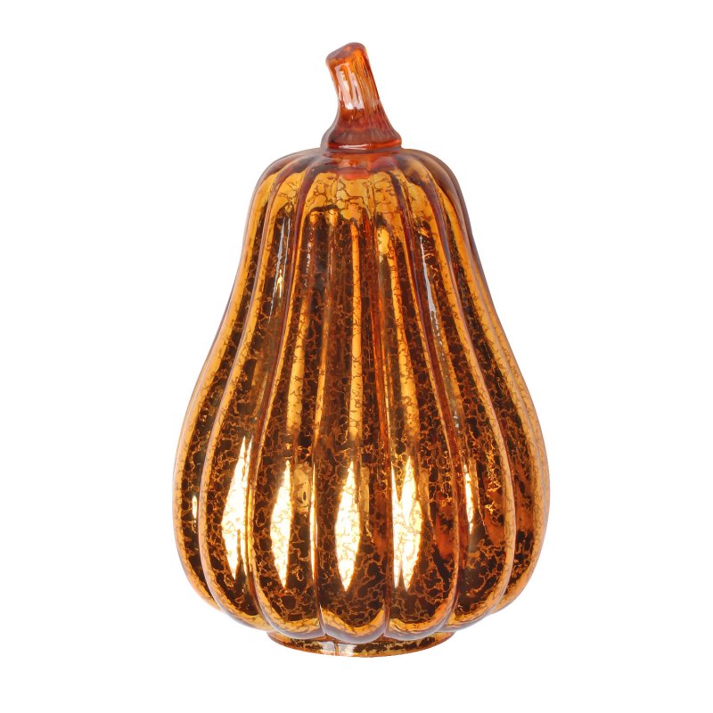 Glass Pumpkin Lamp for Halloween Ghost Party Festival Decorations  Gold 14.7*19cm