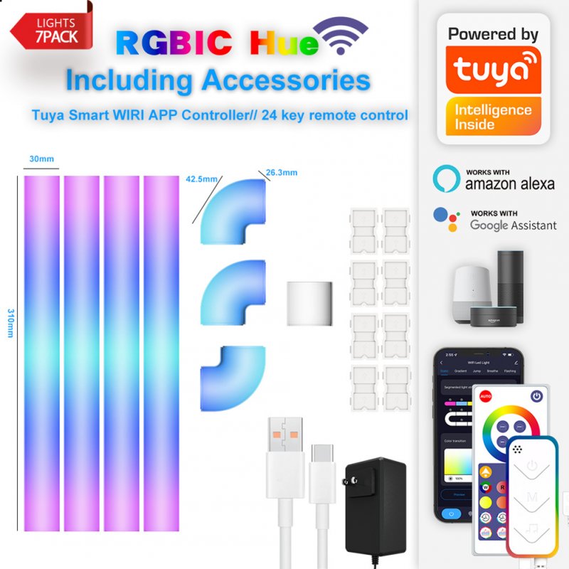 Glide LED Wall Lights Music Wall Lights Strip Lamp Dynamic Multi-color Lighting Effects RGB Dimmable LED Sconces Wall Lighting Indoor For Bedroom Kids Room 12V US plug
