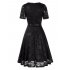 GloryStar Women s Short Sleeve Solid A Line Bowknot Cocktail Party Lace Midi Dress