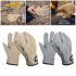 Gloves For Bbq Grill Welding Work Heat Resistant Leather Oven Safety Gloves Khaki