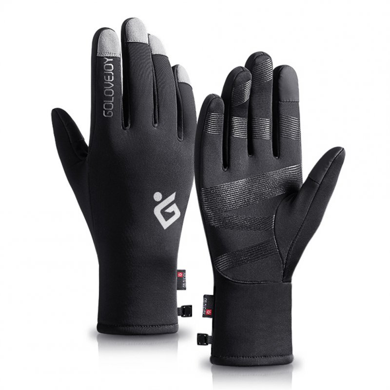 Gloves Outdoor Ski Riding Waterproof Windproof Anti-skid Touch Screen Warm Gloves DB53 Black_M
