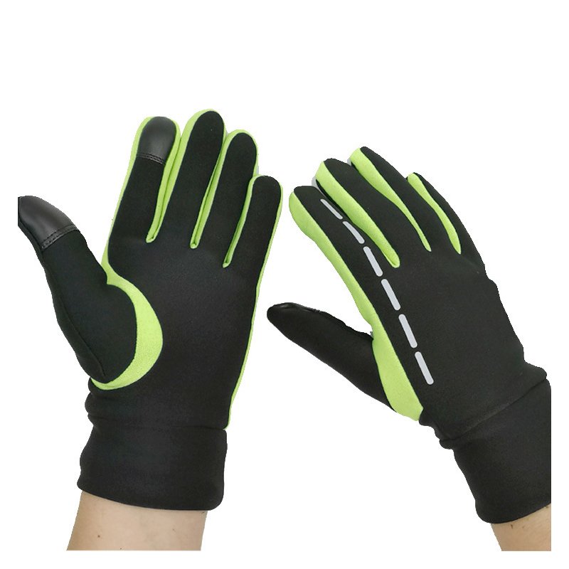 Gloves Winter Therm With Anti-Slip Elastic Cuff touch screen Soft Gloves Sport Driving Glove Cycling Warm Gloves green_L