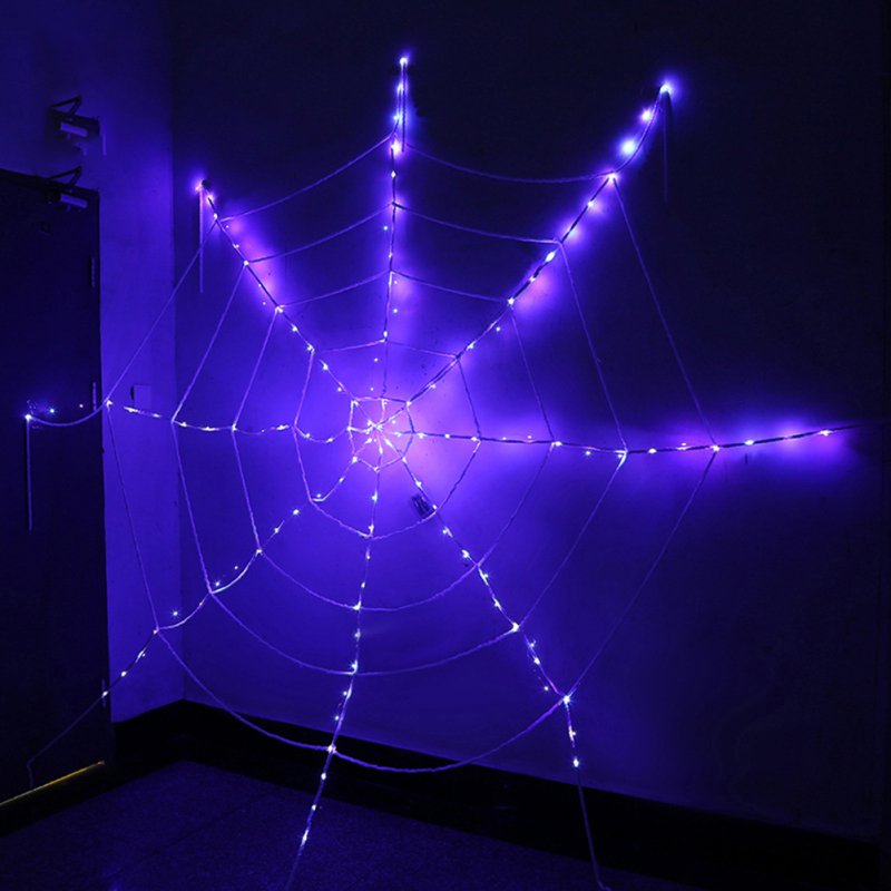 Glowing Plush Spider Bendable Halloween Extra Large Lifelike Fake Spider Layout Prop For Outdoor Yard Decor 3.6m spider web (Purple)
