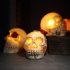 Glowing Skull Lights Skeleton Head Statue Ornament With Rose Led Decorations Lamp Halloween Horror Props black flower on mouth