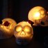 Glowing Skull Lights Skeleton Head Statue Ornament With Rose Led Decorations Lamp Halloween Horror Props eyes with two flowers