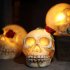 Glowing Skull Lights Skeleton Head Statue Ornament With Rose Led Decorations Lamp Halloween Horror Props eyes with two flowers