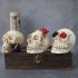 Glowing Skull Lights Skeleton Head Statue Ornament With Rose Led Decorations Lamp Halloween Horror Props eyes with two flowers